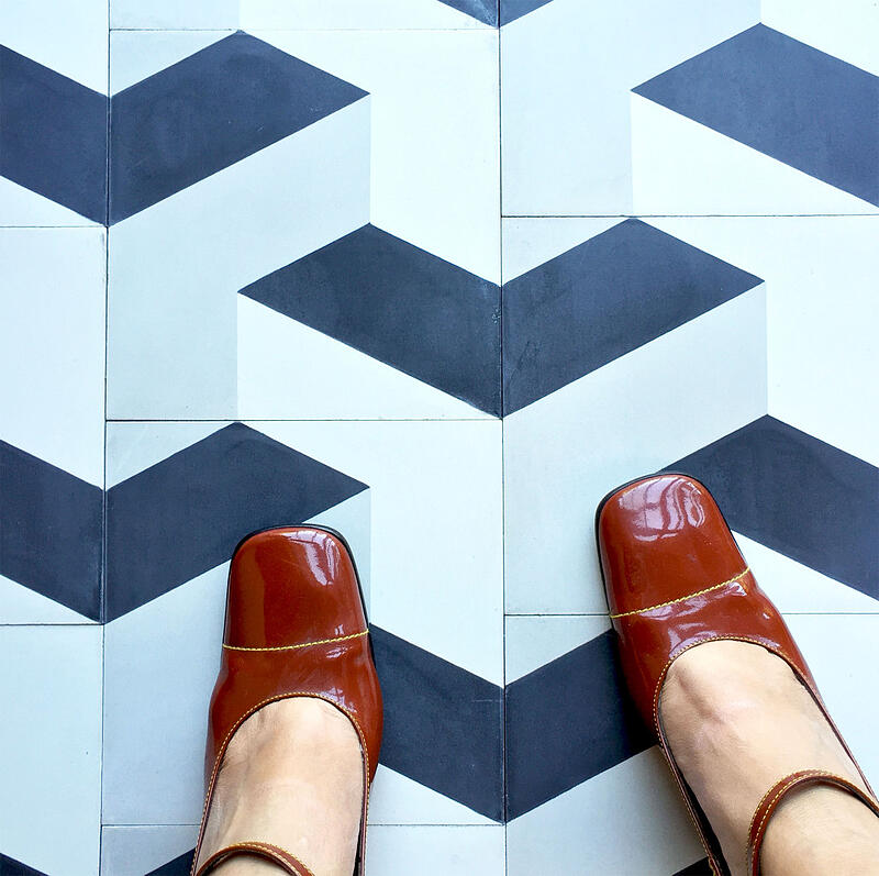 space kitchenette encaustic cement tiles by clé