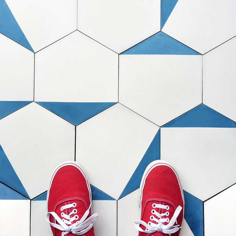 blue/white cement tile hex's