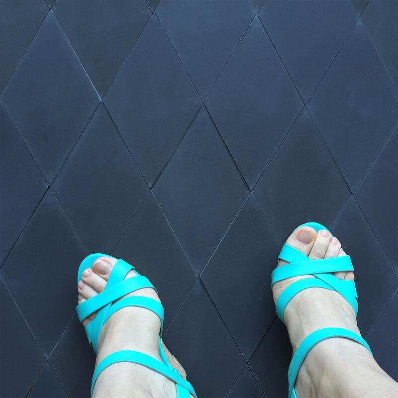 diamond shaped black cement tiles