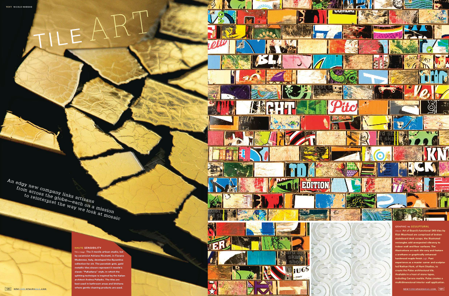 il monile gold mosaics and john whitmarsh container tiles for clé as featured in october 2012 ny spaces