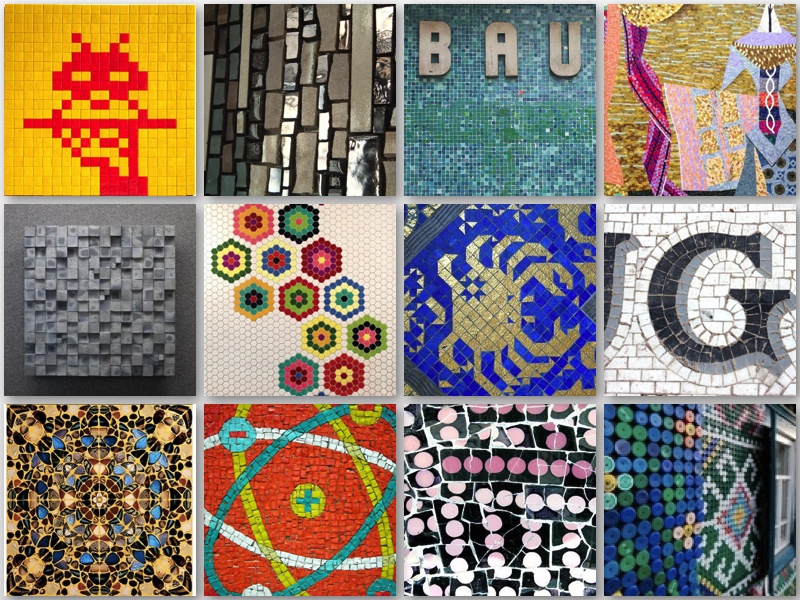 mosaic pins from clé pinterest includes gaudi, hearst castle, space invaders, il monile,