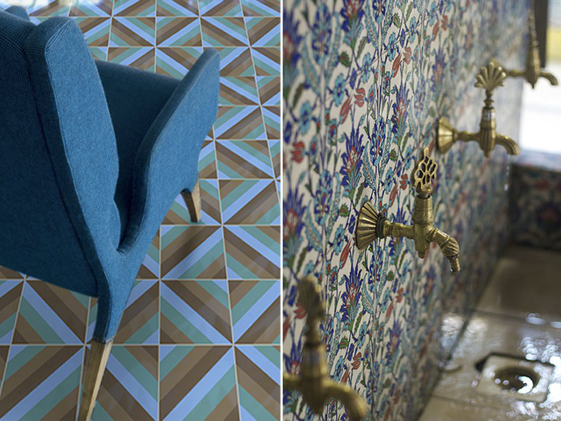 mod patterned encaustic cement and moroccan hand painted tiles zelliges