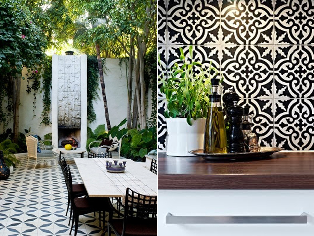 graphic black and white patterned tiles, euro style!