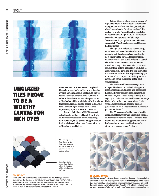 clé watermark collection in architect magazine